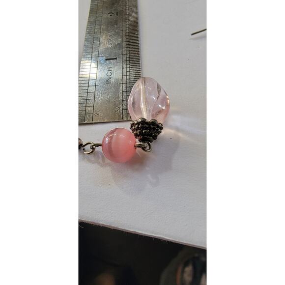 Pink Glass Bead Earrings - Picture 3 of 6